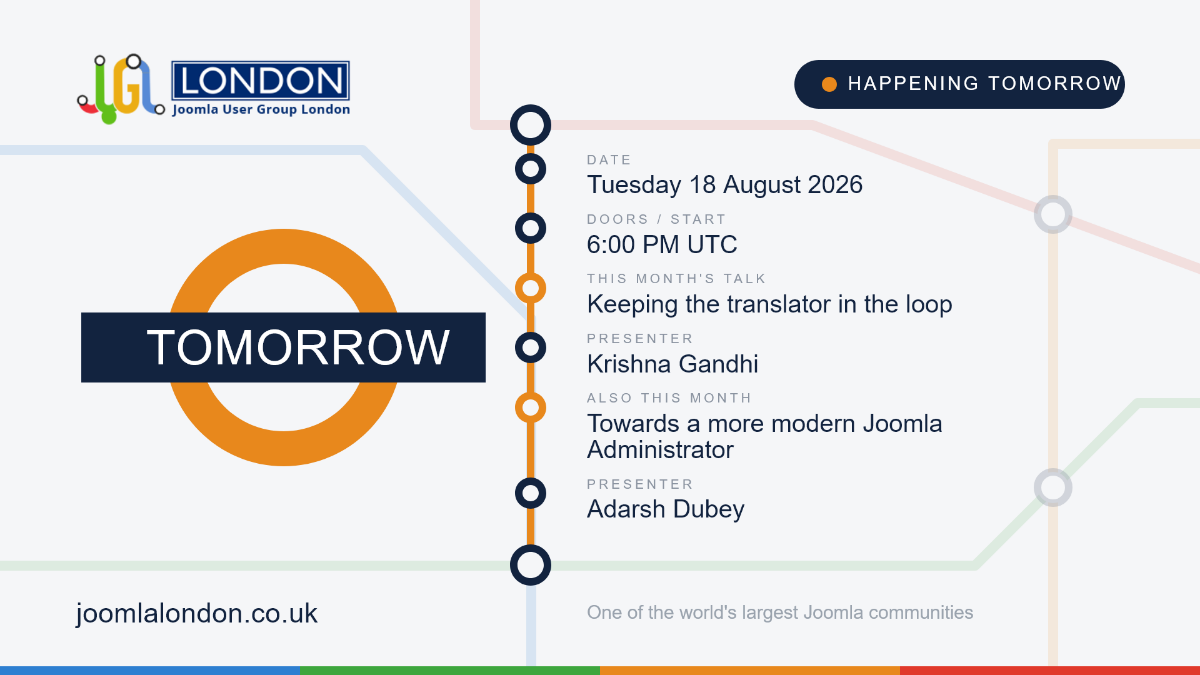 August's Joomla User Group London Monthly Meetup (#JUGL)
