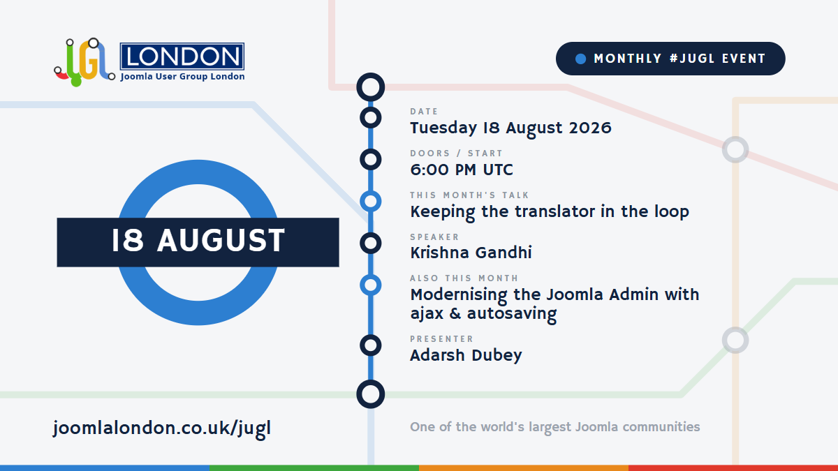 August's Joomla User Group London Monthly Meetup (#JUGL)
